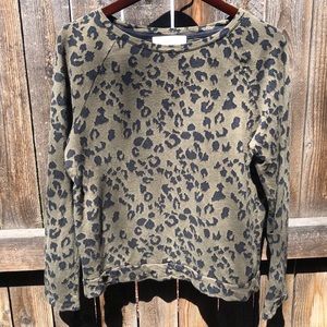 Loft green leopard print sweater